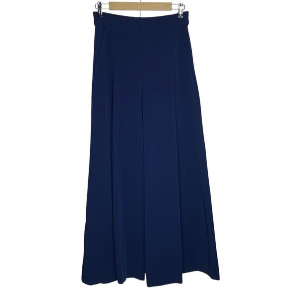 Madewell Pants Womens 2 Navy Blue Wide Leg High Rise Pockets Pull On Trousers - Picture 1 of 14